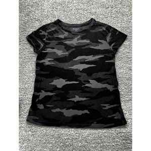 Athleta Organic Daily Camo Crew‎ T Shirt Black Gray Women's Shirt Sleeve Small
